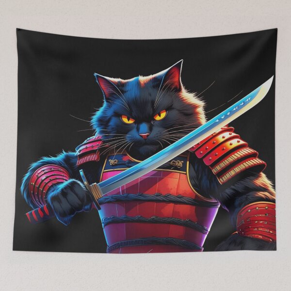 Item preview, Kaoru – Samurai Cat with Katana | Epic Feline Warrior | Japanese Anime Style designed and sold by All Creative Designer.