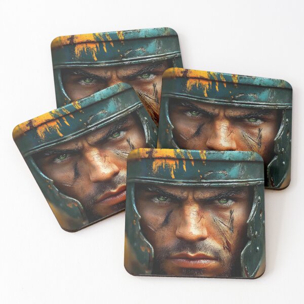Item preview, Intense Warrior Portrait with Battle Scars and Helmet designed and sold by Artessie.