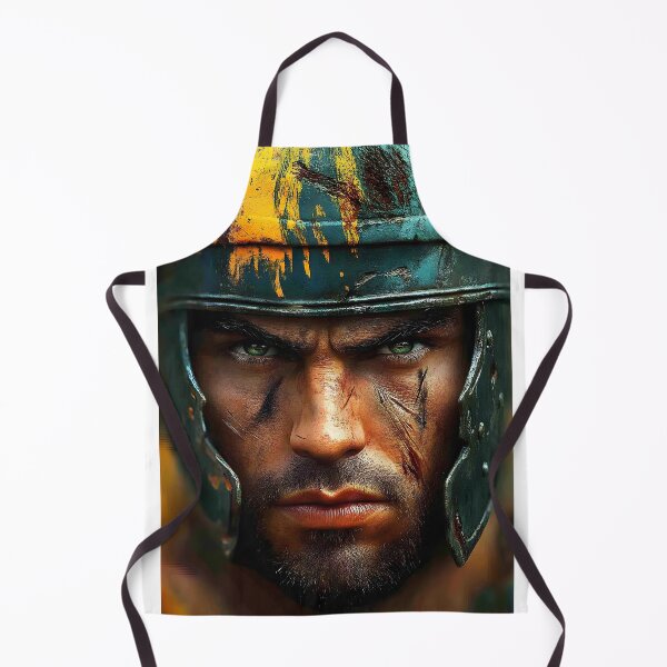 Item preview, Intense Warrior Portrait with Battle Scars and Helmet designed and sold by Artessie.