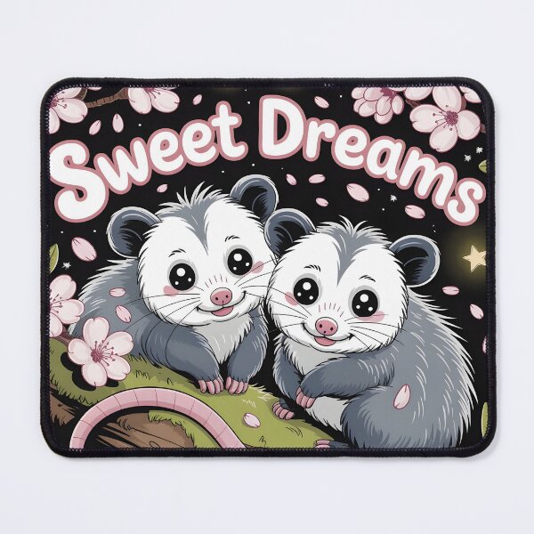 Item preview, Sweet Dreams – Cute Opossums on Sakura Branch Under Night Sky designed and sold by EmeraldeaArt.