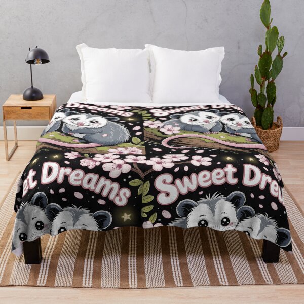 Item preview, Sweet Dreams – Cute Opossums on Sakura Branch Under Night Sky designed and sold by EmeraldeaArt.