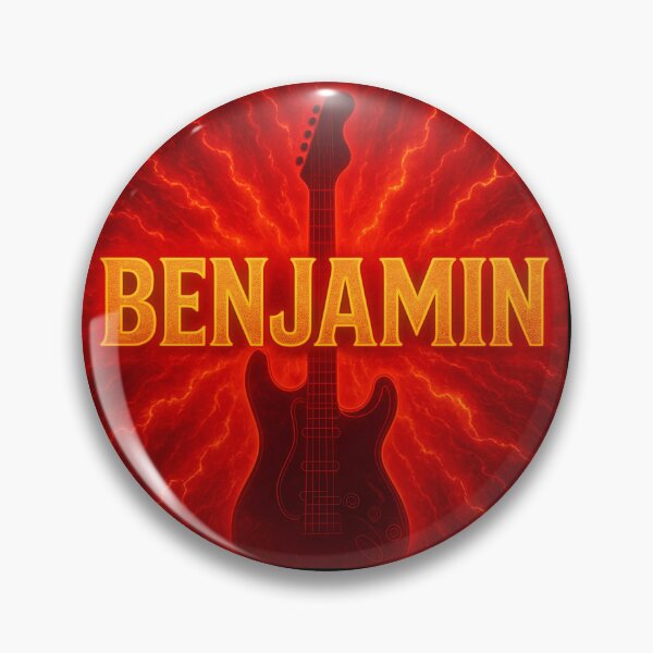 Item preview, Benjamin Guitar Rock Poster – Fiery Lightning Name Art for Music Lovers designed and sold by VoidBloom Studio.