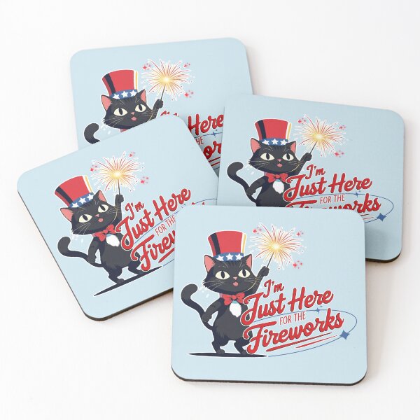 Item preview, I'm Just Here for the Fireworks, Black Cat Design designed and sold by Claustronautas.