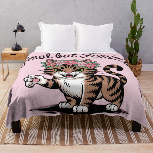 Item preview, Feral but Feminine Cat Design – Cute Angry Flower Crown Kitty for Stickers, Tees, Mugs & Feminist Humor Gifts designed and sold by FieldHouseTees.