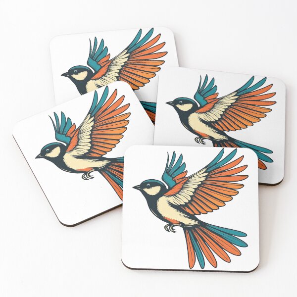 Item preview, Vintage Style Flying Bird with Bold Colors designed and sold by ArtfulWeave.