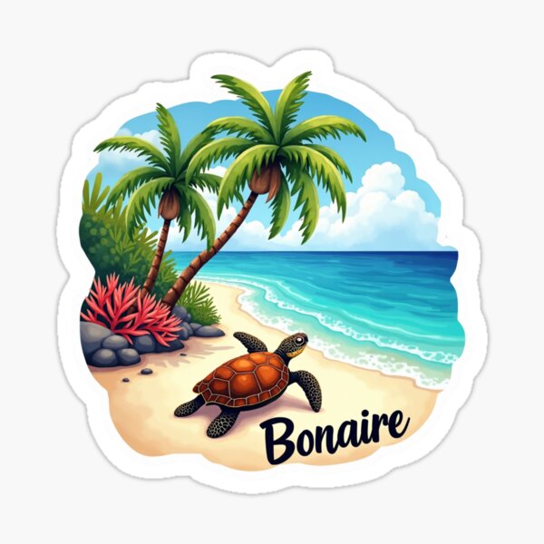 Item preview, Sea turtle on bonaire sticker designed and sold by seahorse crossing.