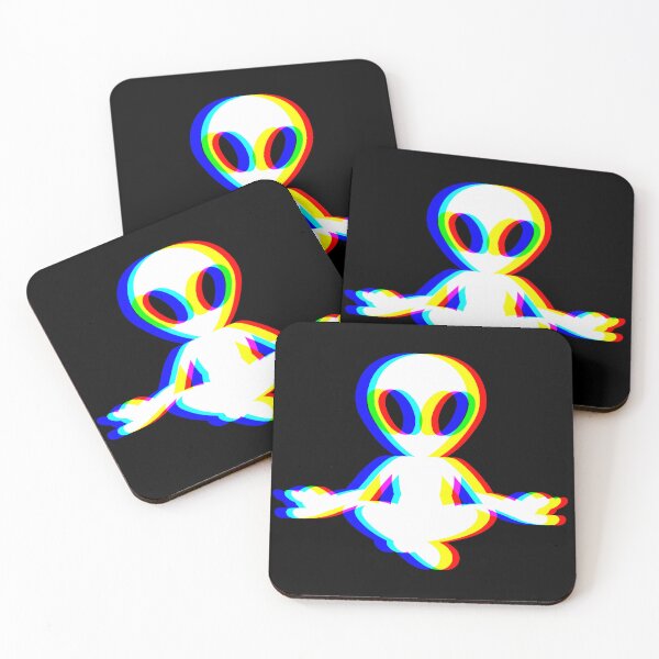 Item preview, Meditating Alien Glitch Style – Retro Futuristic Vibes designed and sold by Serbin.