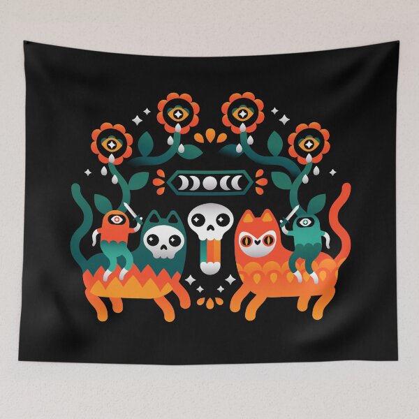 Item preview, Folk Cat Warriors – Bold Occult Art designed and sold by musingtreeart.