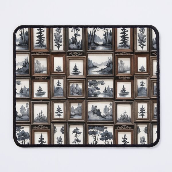 Item preview, Grayscale Watercolor Landscapes In Old Vintage Wooden Frames designed and sold by CarrollGene.