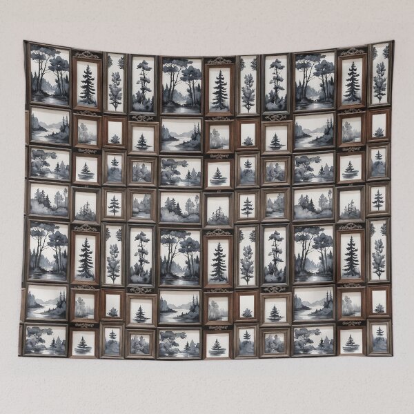 Item preview, Grayscale Watercolor Landscapes In Old Vintage Wooden Frames designed and sold by CarrollGene.