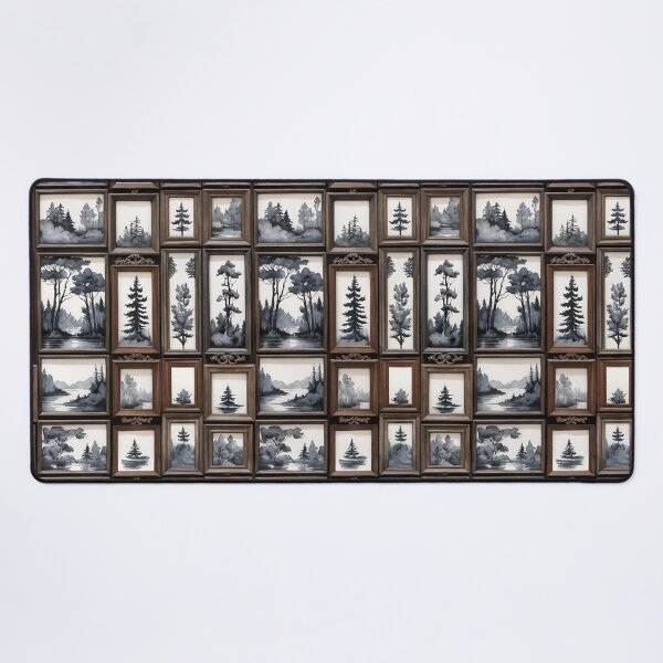 Item preview, Grayscale Watercolor Landscapes In Old Vintage Wooden Frames designed and sold by CarrollGene.