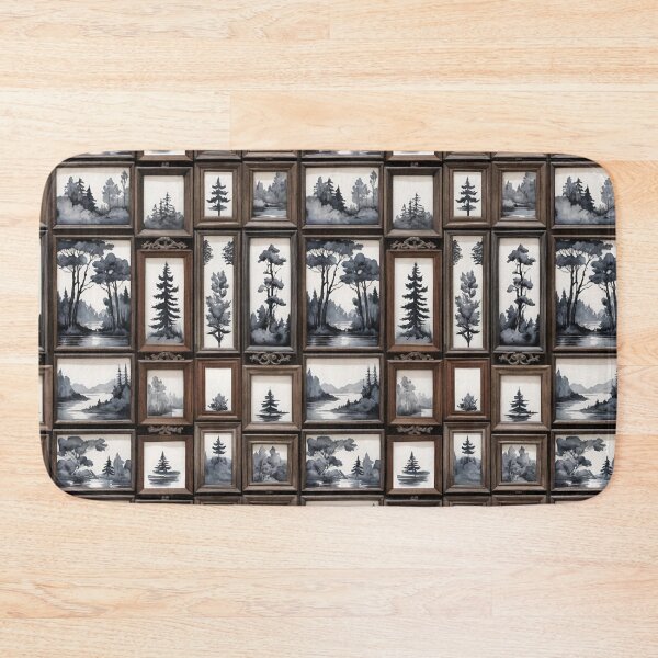 Item preview, Grayscale Watercolor Landscapes In Old Vintage Wooden Frames designed and sold by CarrollGene.