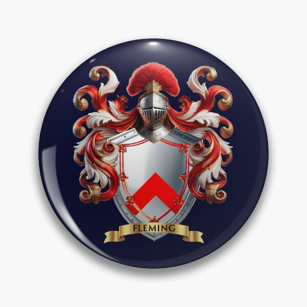 Item preview, Fleming Family Crest – Bold Red Chevron on Silver Shield designed and sold by Highlandkings.