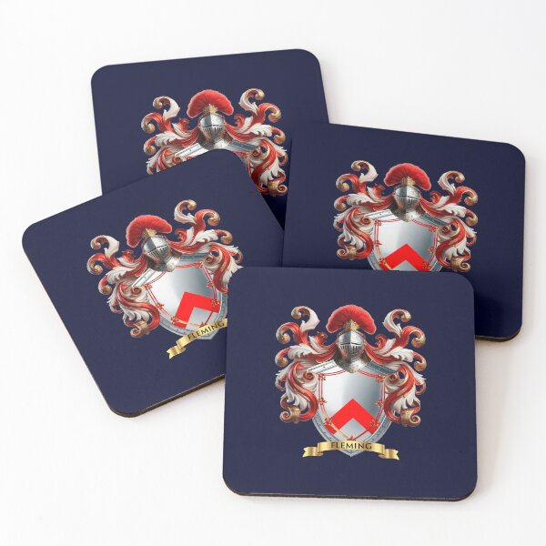 Item preview, Fleming Family Crest – Bold Red Chevron on Silver Shield designed and sold by Highlandkings.