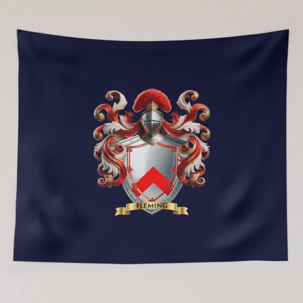 Item preview, Fleming Family Crest – Bold Red Chevron on Silver Shield designed and sold by Highlandkings.