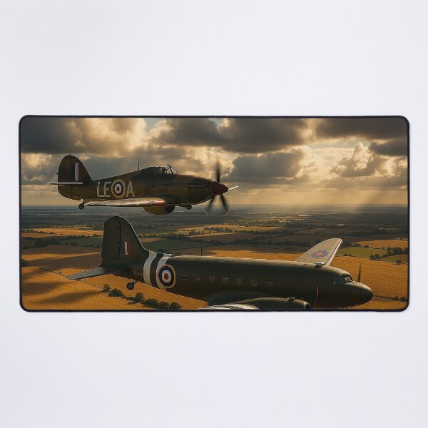 Item preview, Dakota and Hurricane Above Autumn Fields designed and sold by Skyframe Aviation.