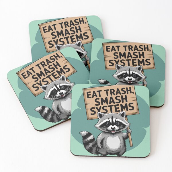 Item preview, Eat Trash Smash Systems Raccoon – Funny Anarchist Animal Protest Art for Stickers, Shirts & Radical Cute Decor designed and sold by FieldHouseTees.