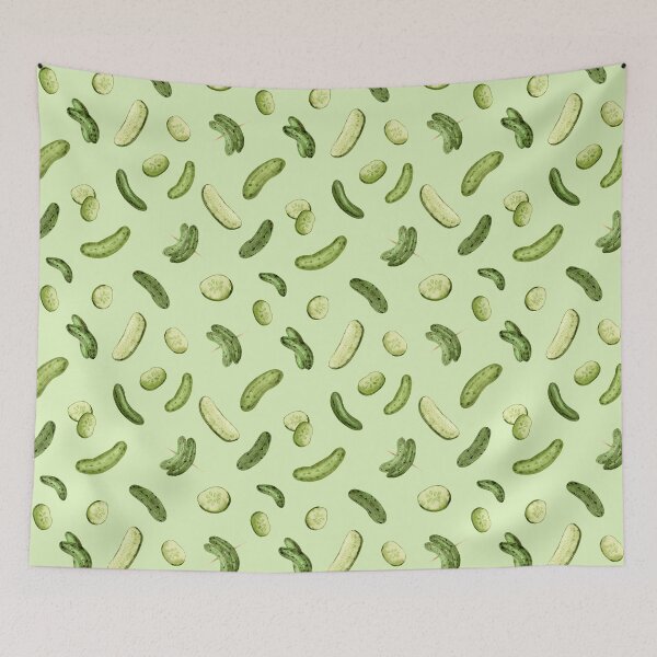 Item preview, Watercolor Pickles Pattern (Green Background) designed and sold by andrebalest.art.