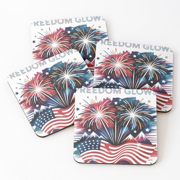 Item preview, Bold Freedom Glows T-Shirt | 4th of July Fireworks & Flag | Patriotic Mountains Design designed and sold by Homecrate01.
