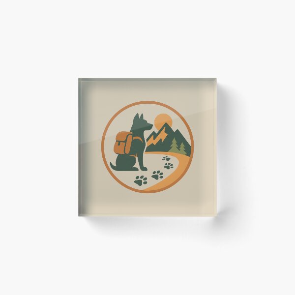 Item preview, Hiking Dog Badge, Trail Pup Backpacking Logo, Minimalist Mountain Adventure Design designed and sold by JasKei-Designs.