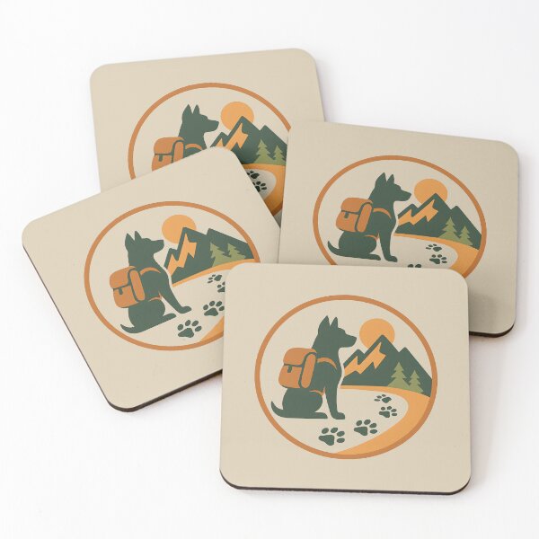 Item preview, Hiking Dog Badge, Trail Pup Backpacking Logo, Minimalist Mountain Adventure Design designed and sold by JasKei-Designs.