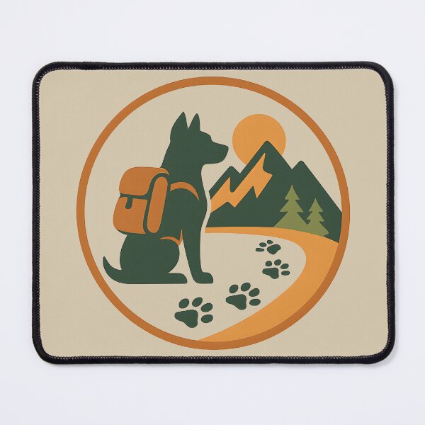 Item preview, Hiking Dog Badge, Trail Pup Backpacking Logo, Minimalist Mountain Adventure Design designed and sold by JasKei-Designs.