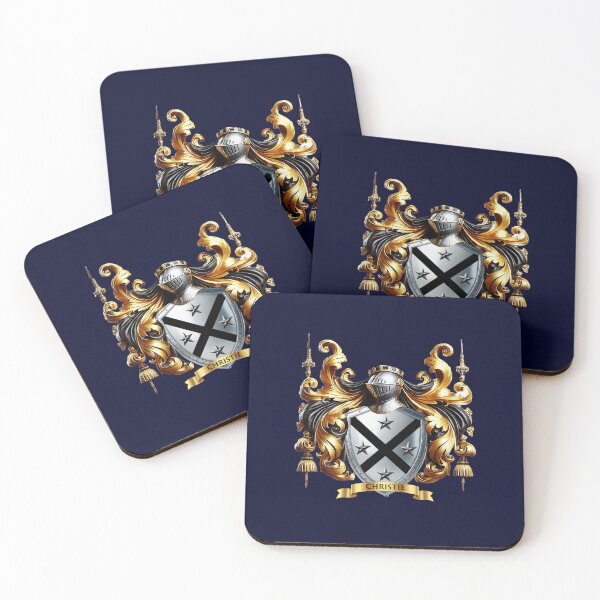Item preview, Christie Family Crest – Black Saltire & Five Silver Stars designed and sold by Highlandkings.