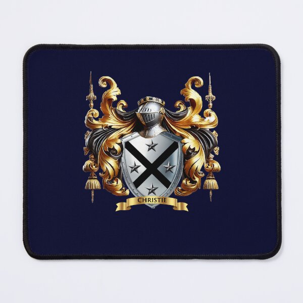 Item preview, Christie Family Crest – Black Saltire & Five Silver Stars designed and sold by Highlandkings.