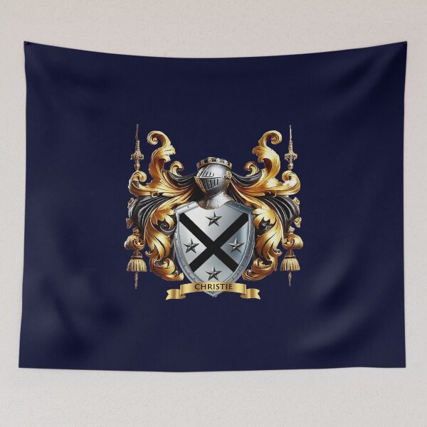 Item preview, Christie Family Crest – Black Saltire & Five Silver Stars designed and sold by Highlandkings.