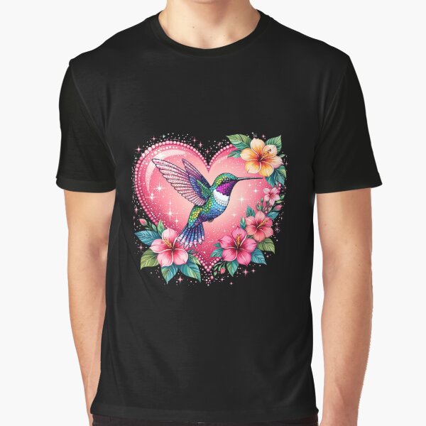 Item preview, hummingbird with heart flowers designed and sold by SoftStyleStudio.