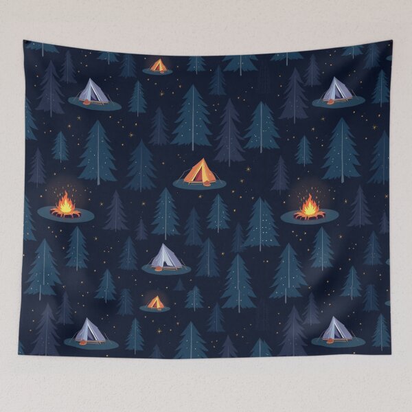 Item preview, Nighttime Forest Camping Scene Glowing Tent Pattern designed and sold by Junkie-Worx.
