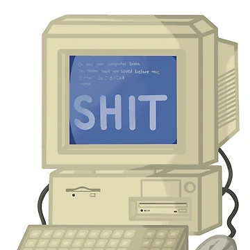Artwork thumbnail, Blue Screen Computer by FrogArtShop