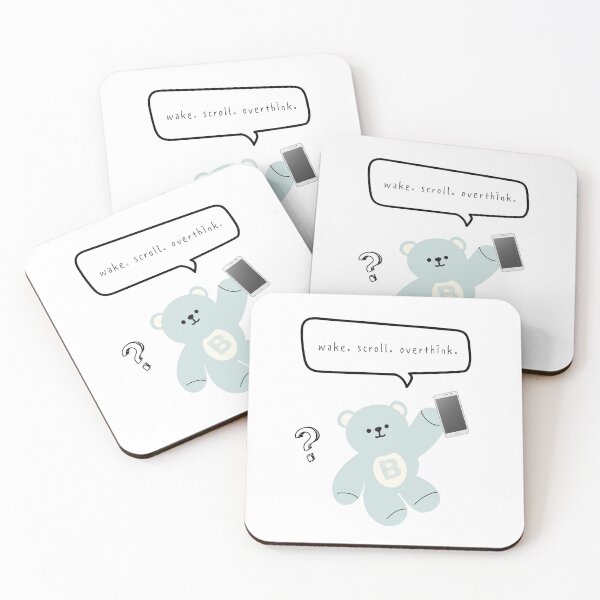 Item preview, Mono Bear Mood – Scroll & Overthink (White / Transparent) designed and sold by mintmono-studio.