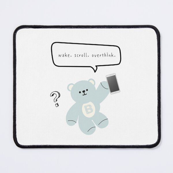 Item preview, Mono Bear Mood – Scroll & Overthink (White / Transparent) designed and sold by mintmono-studio.