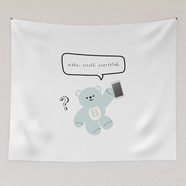Item preview, Mono Bear Mood – Scroll & Overthink (White / Transparent) designed and sold by mintmono-studio.