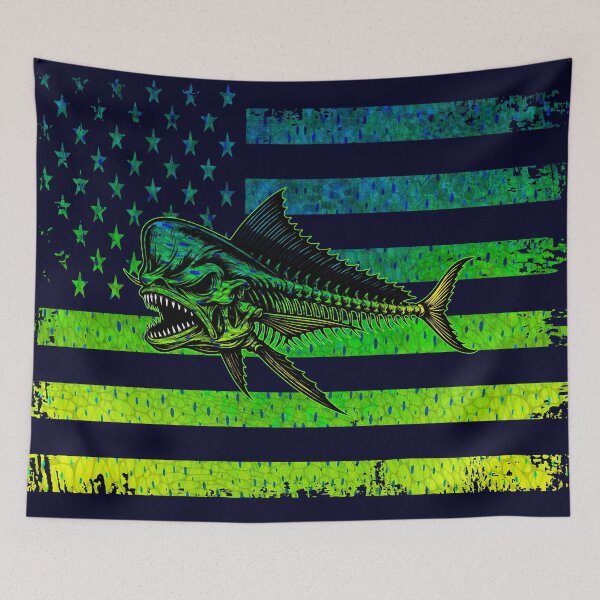 Item preview, Bandera patriótica del esqueleto de Mahi Mahi designed and sold by artistwill.
