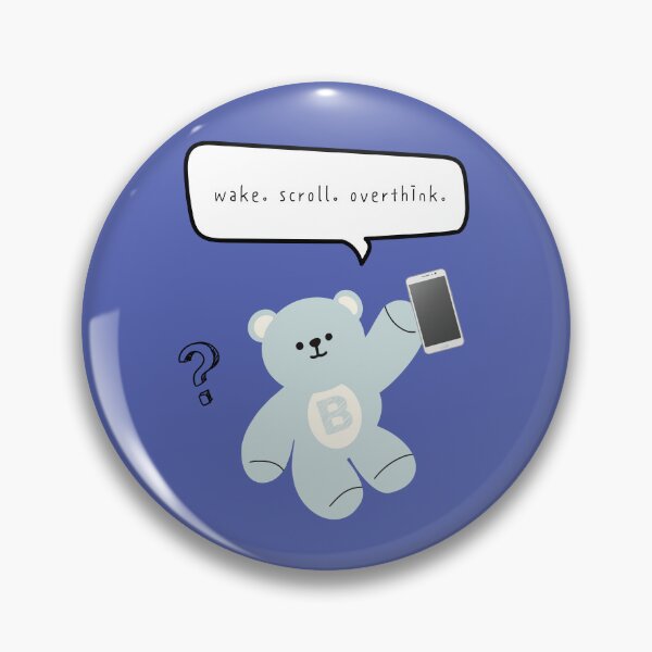 Item preview, Mono Bear Mood – Scroll & Overthink (Blue Square) designed and sold by mintmono-studio.