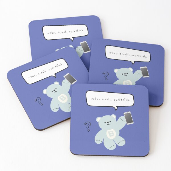 Item preview, Mono Bear Mood – Scroll & Overthink (Blue Square) designed and sold by mintmono-studio.