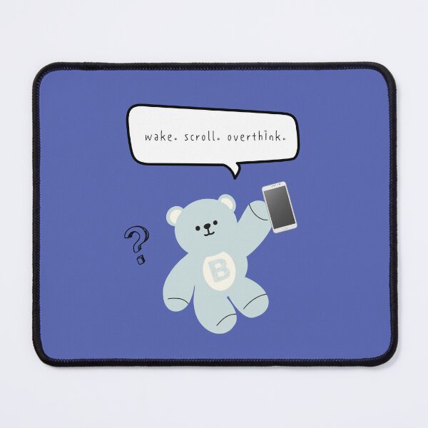Item preview, Mono Bear Mood – Scroll & Overthink (Blue Square) designed and sold by mintmono-studio.