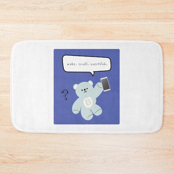Item preview, Mono Bear Mood – Scroll & Overthink (Blue Square) designed and sold by mintmono-studio.