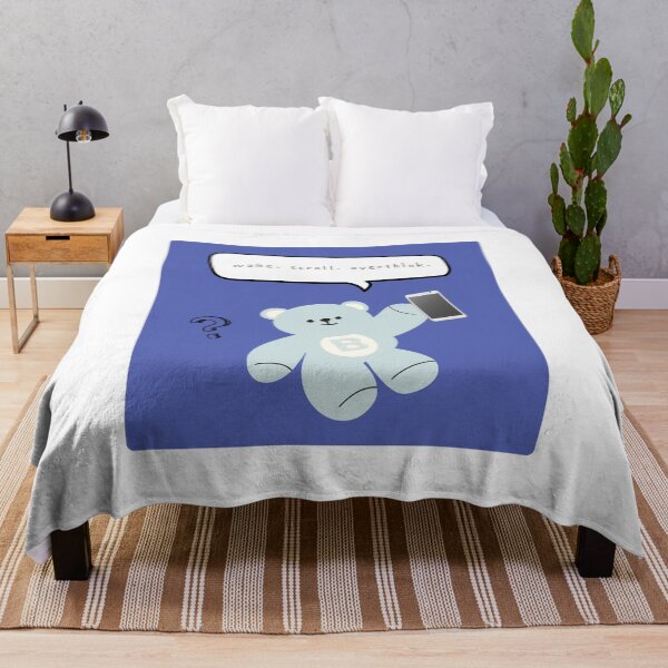 Item preview, Mono Bear Mood – Scroll & Overthink (Blue Square) designed and sold by mintmono-studio.