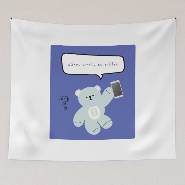 Item preview, Mono Bear Mood – Scroll & Overthink (Blue Square) designed and sold by mintmono-studio.