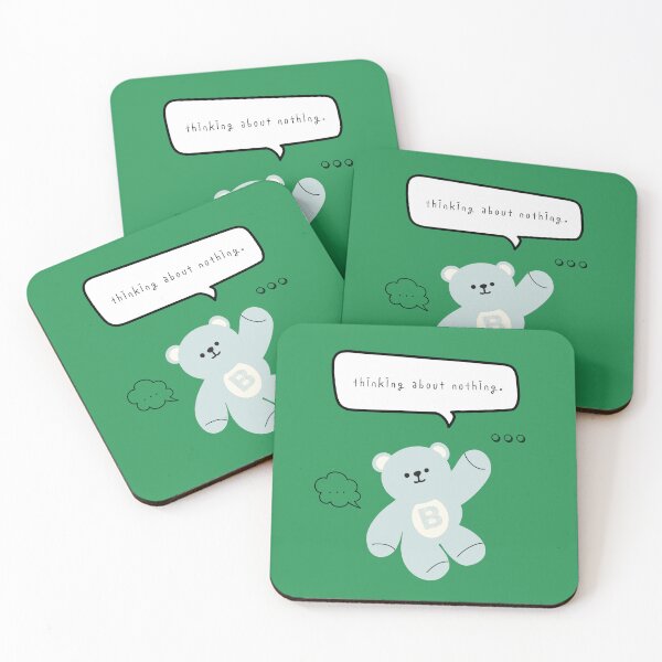 Item preview, Mono Bear Mood – Thinking About Nothing (Green Square) designed and sold by mintmono-studio.