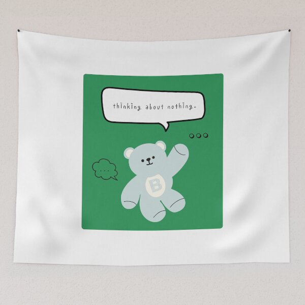 Item preview, Mono Bear Mood – Thinking About Nothing (Green Square) designed and sold by mintmono-studio.
