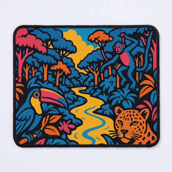 Item preview, Digital Retro Pop Art Travel Poster of the Amazon Rainforest | Colorful Jungle Landscape Illustration | Tropical Wildlife and Nature Wall Art | Vintage-Inspired Amazon Adventure Aesthetic designed and sold by PaintedPixels01.