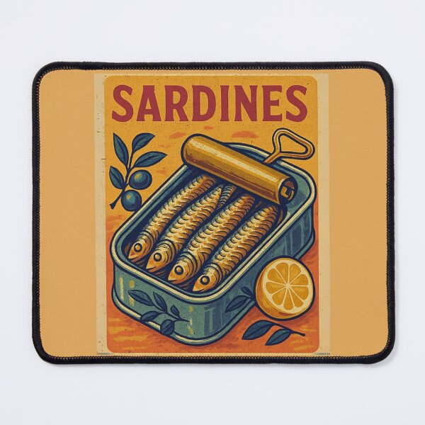 Item preview, Arte retro de latas de sardinas: diseño de póster vintage de pescado enlatado designed and sold by JW3164..