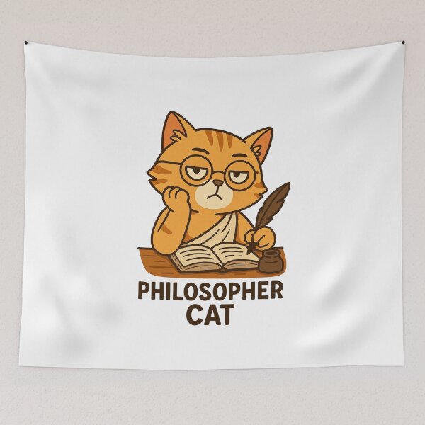 Item preview, Philosopher Cat – Funny Intellectual Kitty with Scroll and Quill designed and sold by thesnakeater.