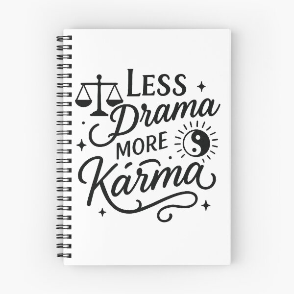 Aperçu de l'œuvre Moins de drame, plus de karma – Badge Balanced Vibes créée et vendue par Merchbes.