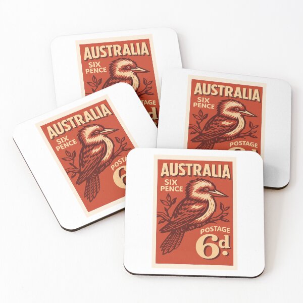 Item preview, Australia Kookaburra Stylized Postage Stamp designed and sold by retrographics.