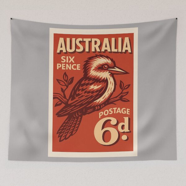 Item preview, Australia Kookaburra Stylized Postage Stamp designed and sold by retrographics.